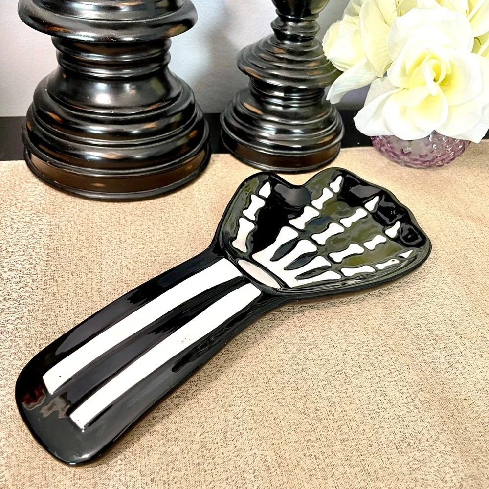 NWT Skeleton Hand Large Ceramic Spoon Rest